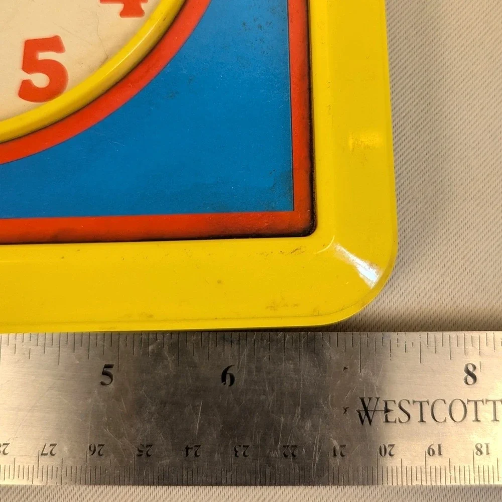 Vintage 1988 Galoob Touch N Tell Me Learning Clock Toy Yellow Retro Education
